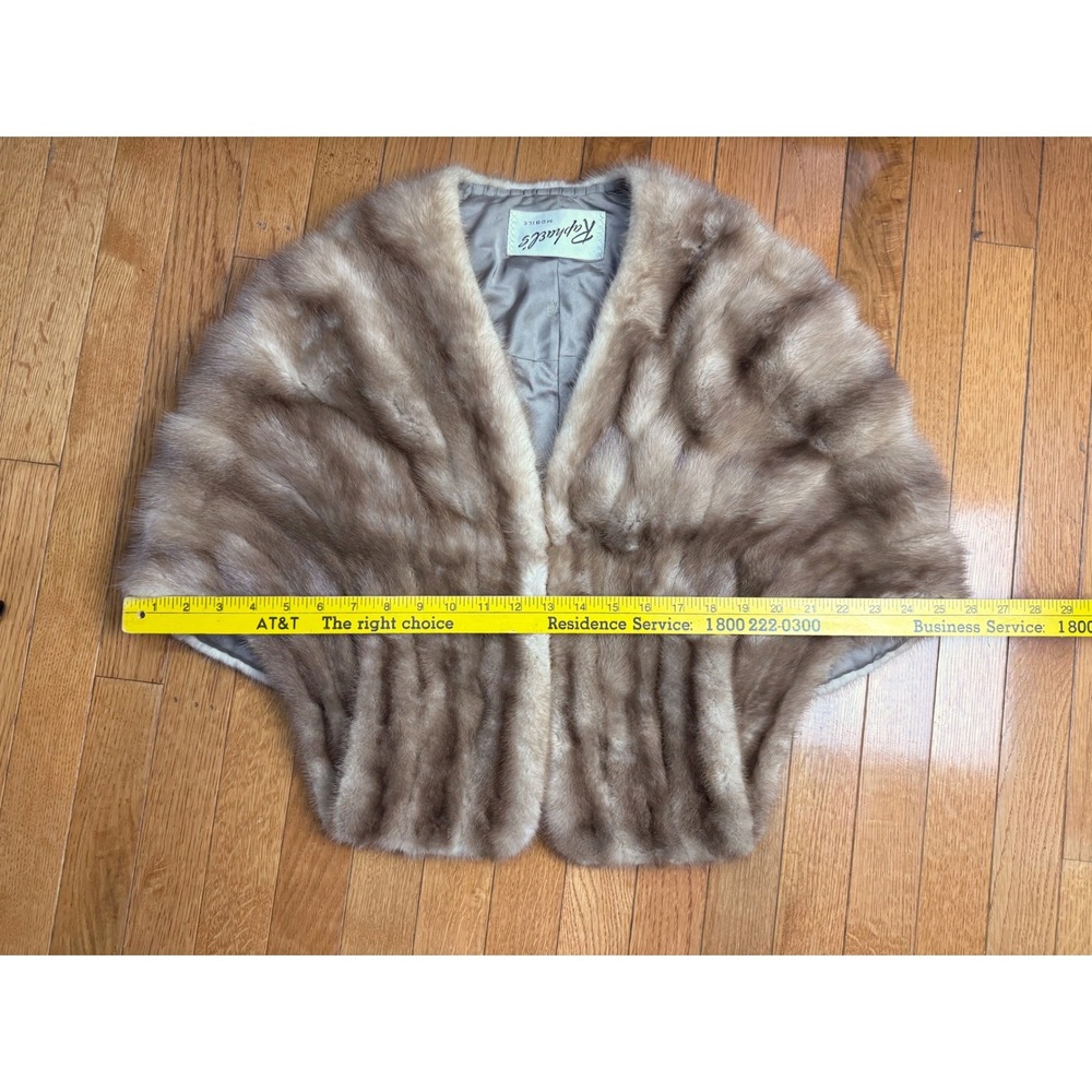 Vintage Raphaels Mobile Mink Fur Stole Capelet Honey Brown Formal Wrap Pockets - Picture 10 of 10